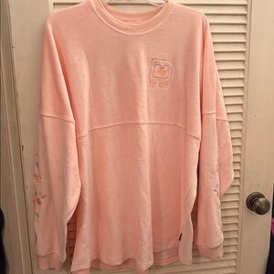 Walt Disney World Spirit Jersey XXL Pastel Pink Terry Floral Embroidered Boho